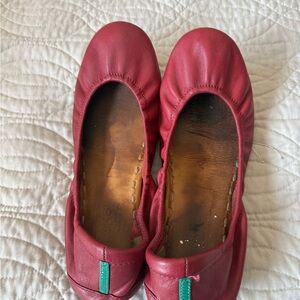 Red Leather Ballet Flats